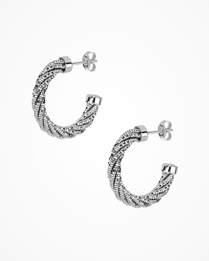Orecchini in argento Spring Twist Hoop