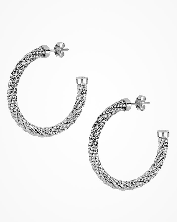 Orecchini in argento Spring Twist Hoop