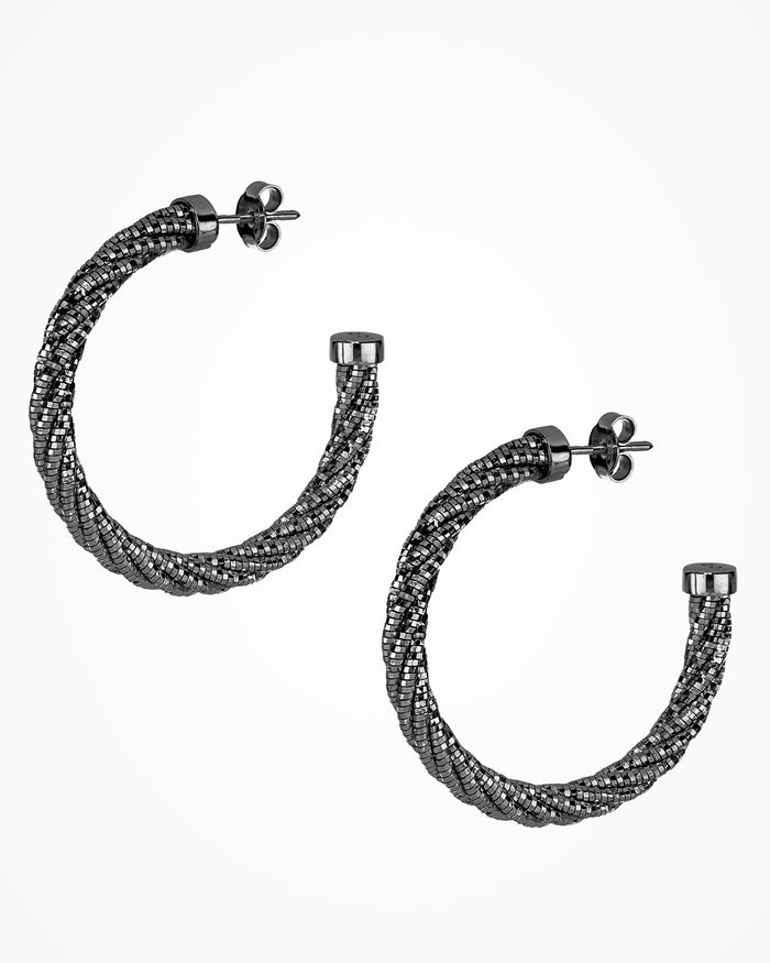 Orecchini in argento Spring Twist Hoop