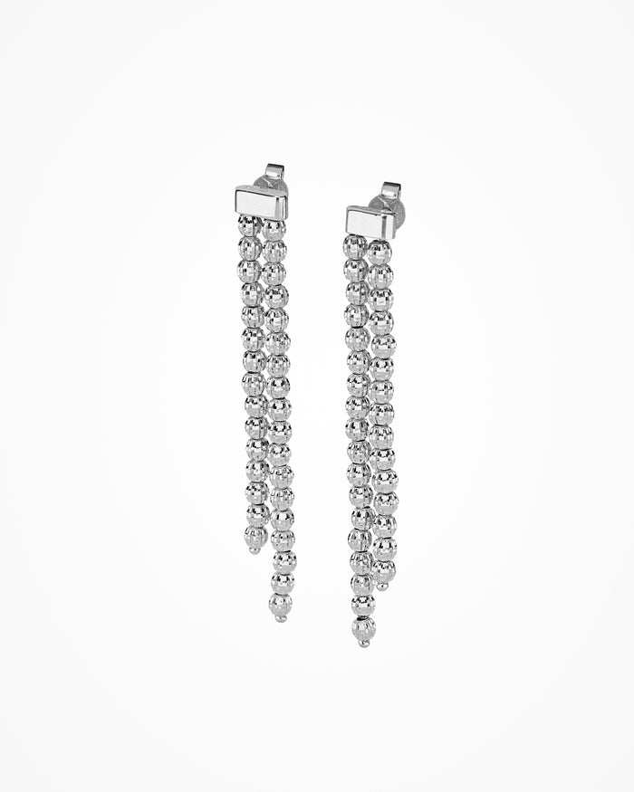 Orecchini in argento Crystal a 2 file placcati rodio