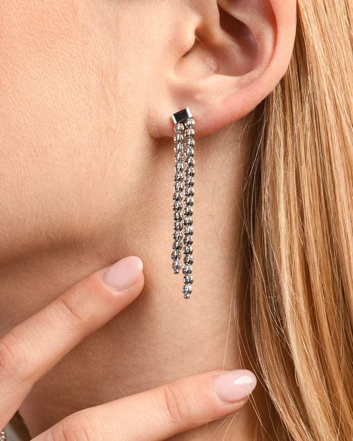 Orecchini Crystal 2 file in argento placcato rodio