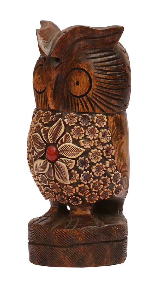 Owl with Red Stone Details