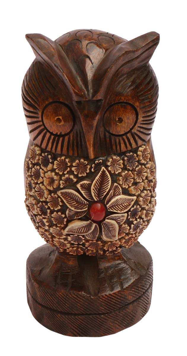 Owl with Red Stone Details