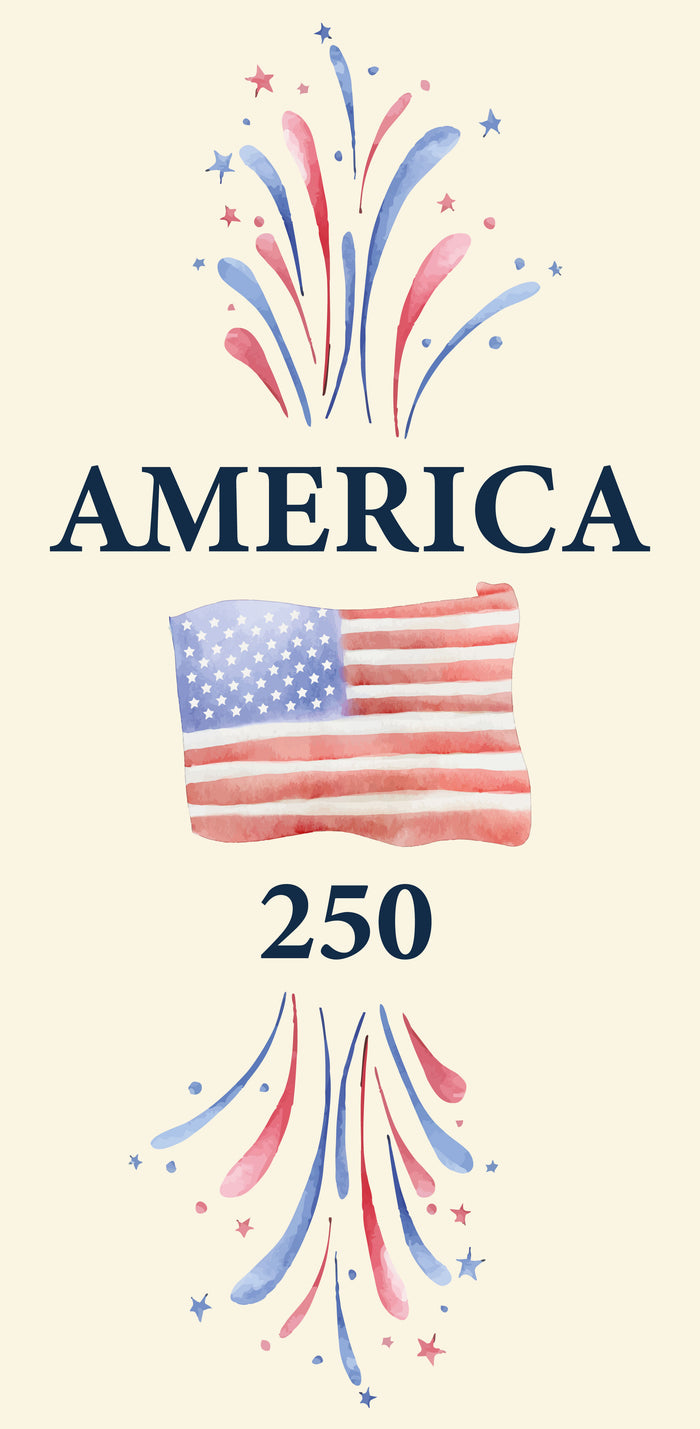 Painted design banner for America 250 anniversary