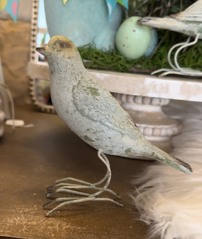 Patina Finish Resin Birds Set of 2
