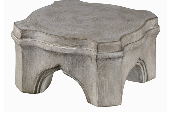 Pedestal in Gray with Distressed Finish