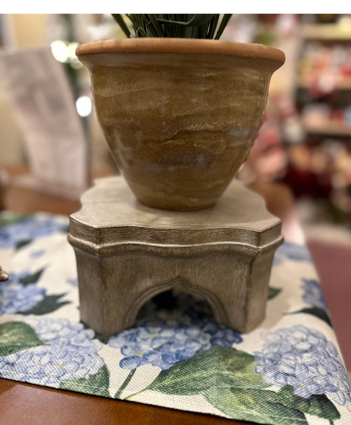 Pedestal in Gray with Distressed Finish