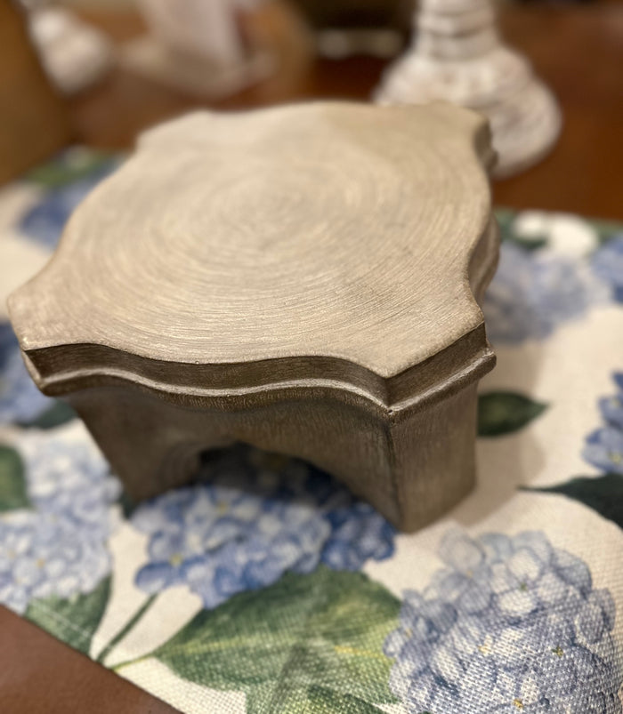 Pedestal in Gray with Distressed Finish