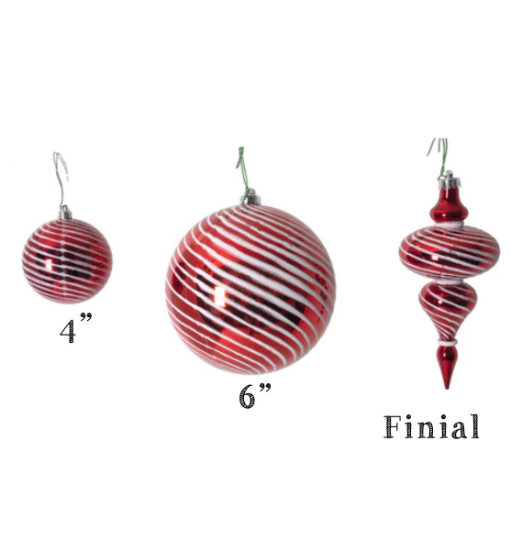 Peppermint 8" Red & White Swirl Ornament