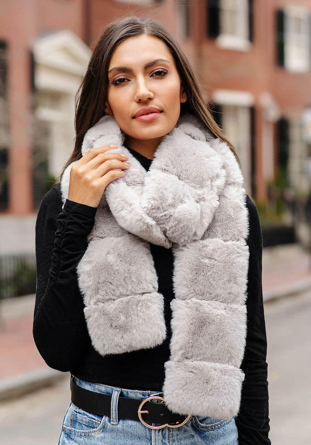 Posh Dove Gray Faux Fur Scarf