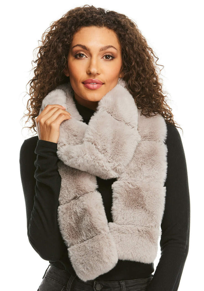 Posh Dove Gray Faux Fur Scarf