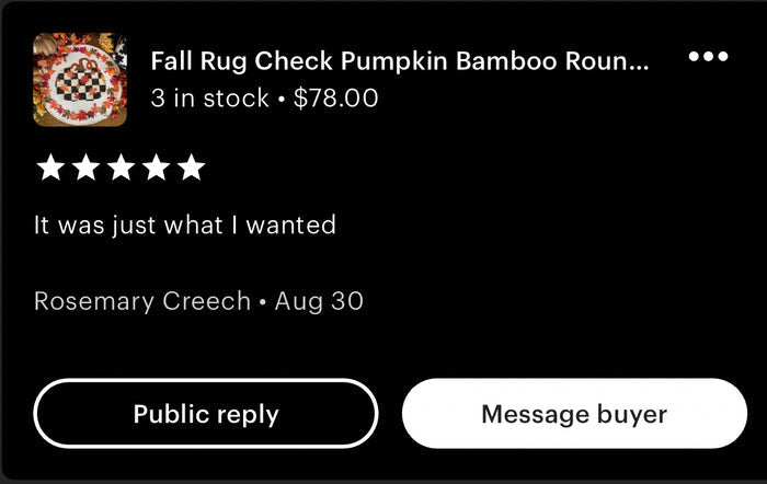 Pumpkin Round Bamboo Rug Black and White Checkered Pattern with Fall Leaves Border