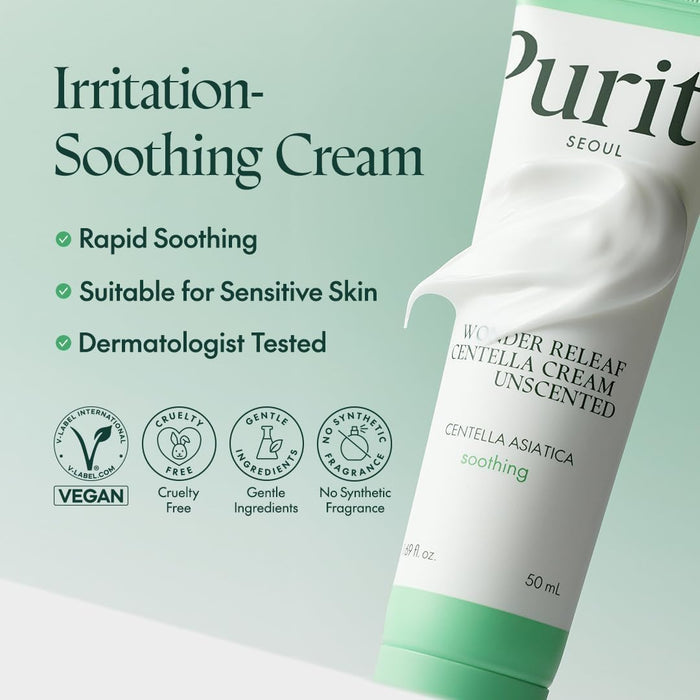 PURITO SEOUL Wonder Releaf Centella Cream Unscented 50ml | Barrier Repair Moisturizer