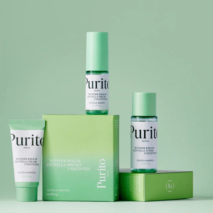 PURITO Wonder Releaf Centella Mini Kit Unscented | Travel Skincare Set