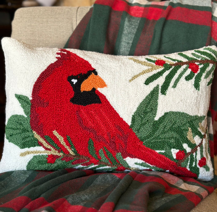 Red Cardinal & Mistletoe Rectangle Pillow