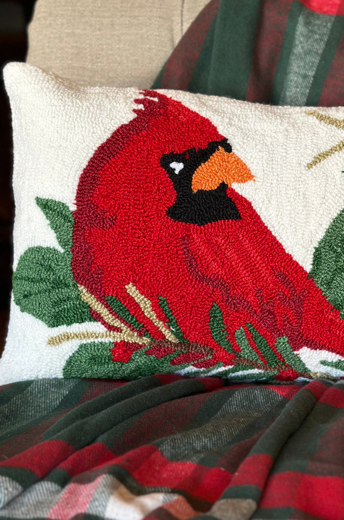 Red Cardinal & Mistletoe Rectangle Pillow