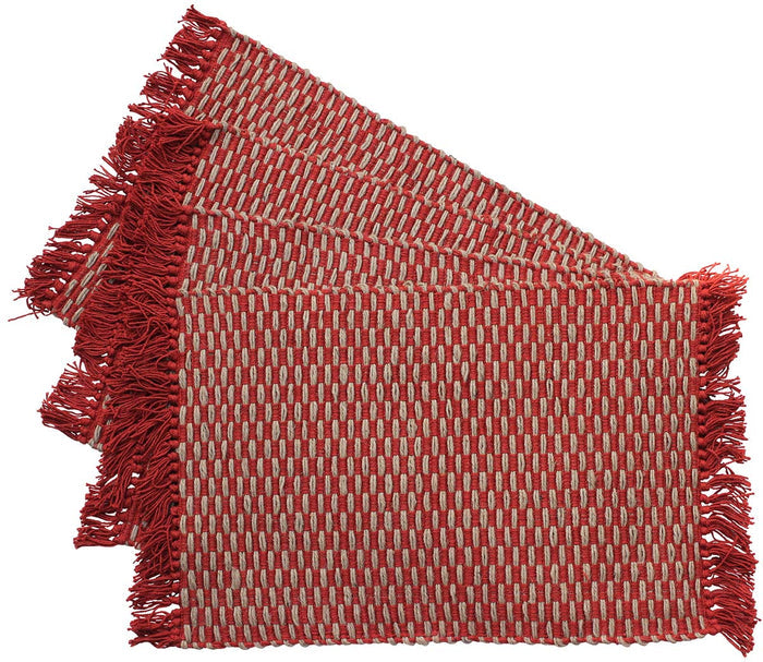 Red Rustic Grids Placemats (Set of 4)