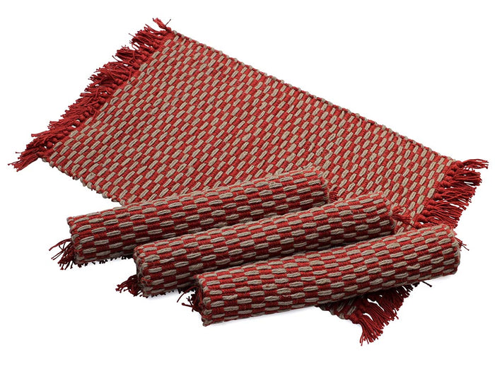 Red Rustic Grids Placemats (Set of 4)