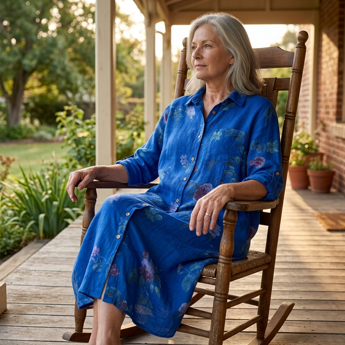 Rosalie – Floral Cotton Linen Shirt Dress
