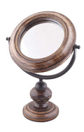 Round Mango Wood Table Mirror