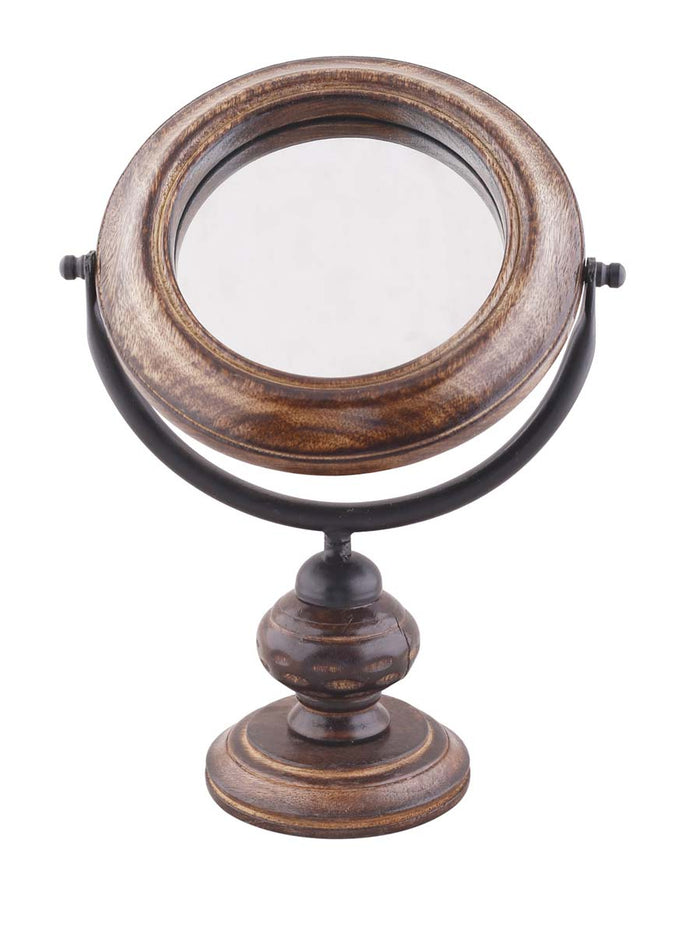 Round Mango Wood Table Mirror