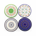 Round Porcelain Coaster Set of 4 with Anti-Slip Base for Hot Drinks