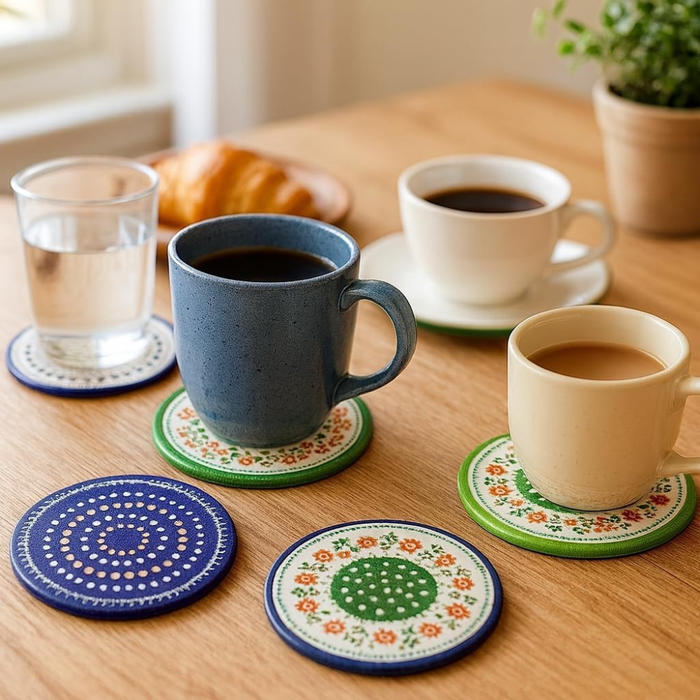 coaster contents and components flat lay