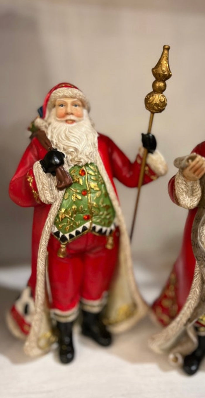 Santa in Long Coat with Harlequin Pattern