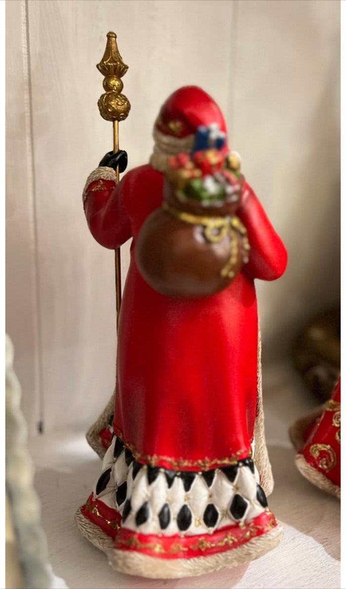 Santa in Long Coat with Harlequin Pattern