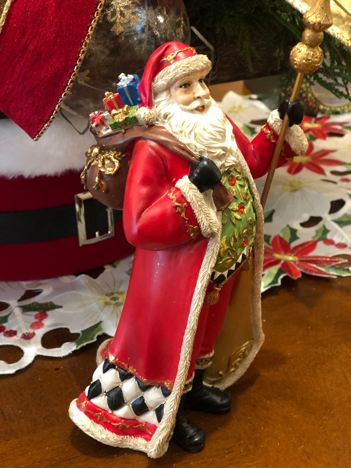 Santa in Long Coat with Harlequin Pattern
