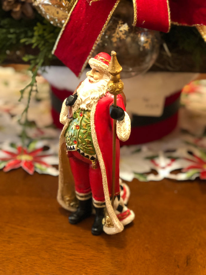 Santa in Long Coat with Harlequin Pattern