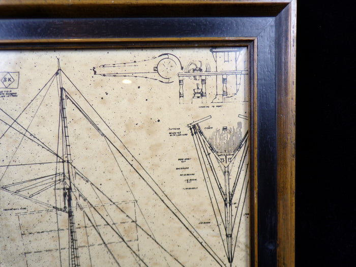 Schooner " Forester" / 4 Masted, Architectural Framed Print - Annapolis Maritime Antiques