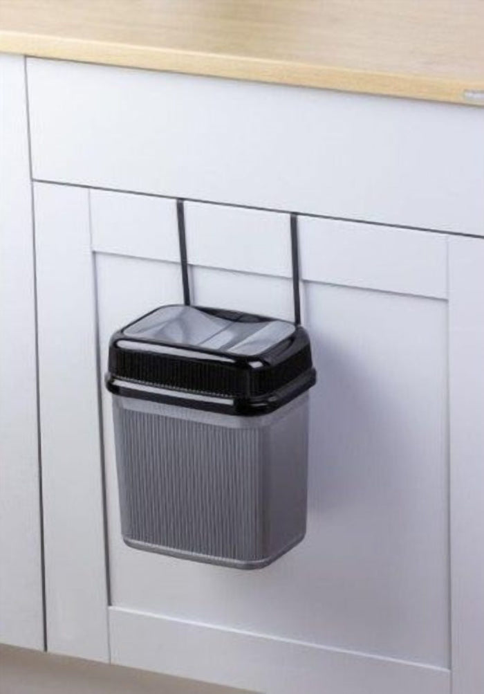 Self Closing Double Swing Lid Hanging Waste Bin for a Kitchen