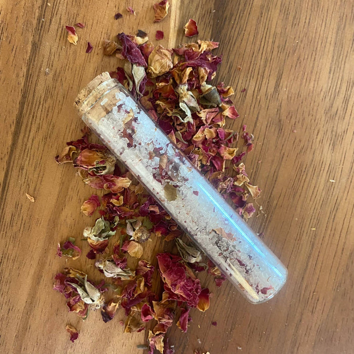 Serenity Bath Salts | Herbal Bath Salts in Test Tube Made with Dried Flowers