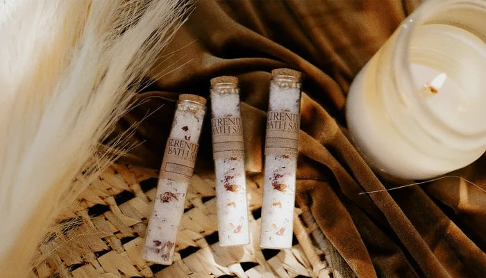 Serenity Bath Salts | Herbal Bath Salts in Test Tube Made with Dried Flowers
