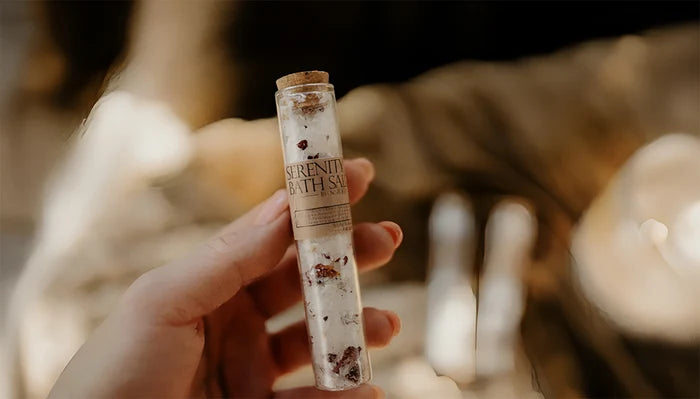 Serenity Bath Salts | Herbal Bath Salts in Test Tube Made with Dried Flowers
