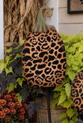 Set of 2 Medium Leopard Metal Stake Pumpkins Fall Pumpkins