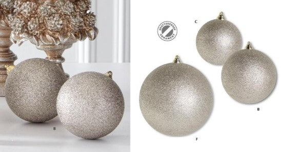 Set of 3: 5.5" Champagne Glittered Ornament