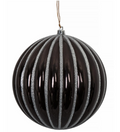 Set of 3: 6" Shiny Glittered Black & Silver Ornaments