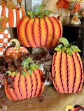 Set of 3 Orange Pumpkins with Easels and Stakes, Safe to Use Outdoor