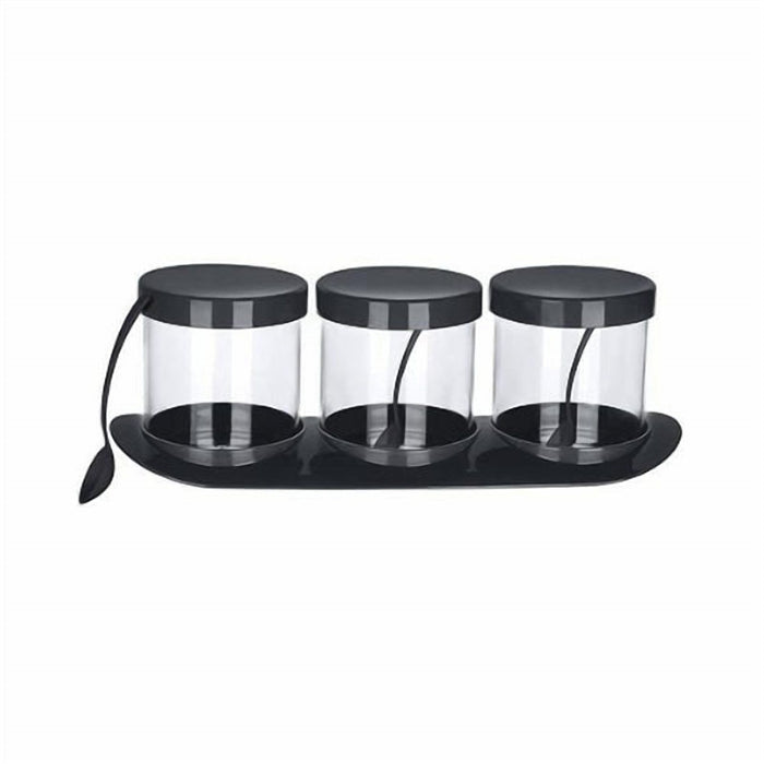 Set of 3 Spice Jars 500 ml Each with a Spoon in Every Lid
