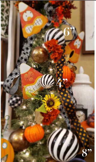 Set of 6: 4" Black & White Stripe Ornaments