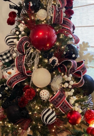 Set of 6: 4" Black & White Stripe Ornaments