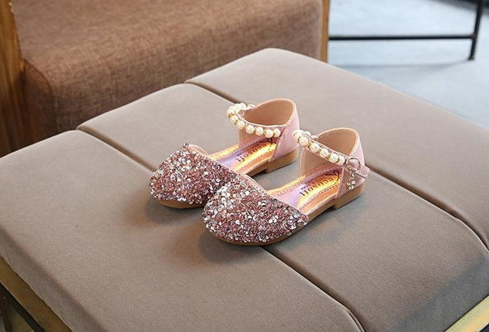 Silver / Gold / Pink Beaded Flower Girl Shoes Baby Dancing