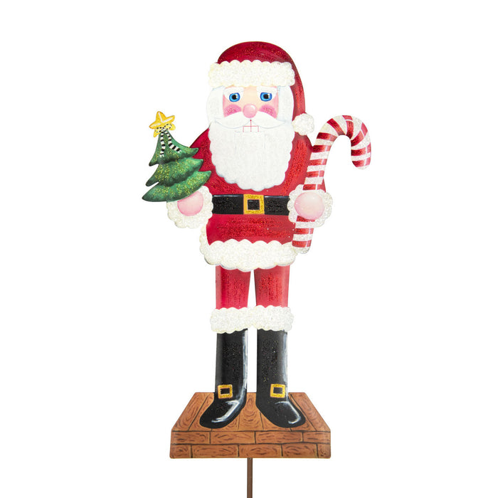 Small Nutcracker Santa Metal Stake Christmas