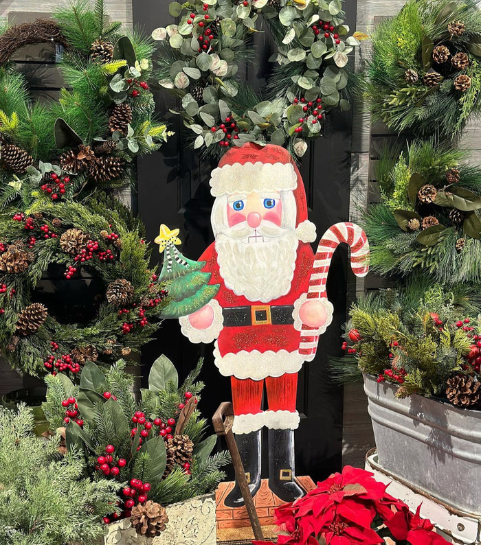 Small Nutcracker Santa Metal Stake Christmas