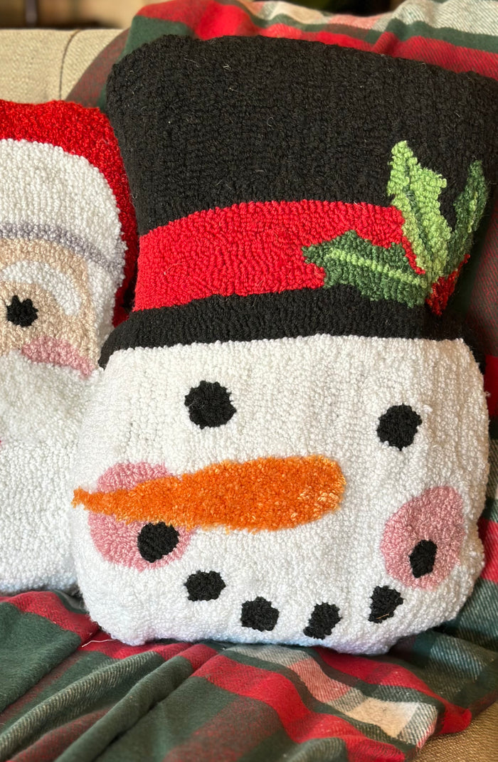 Snowman Shaped Hooked Christmas Pillow