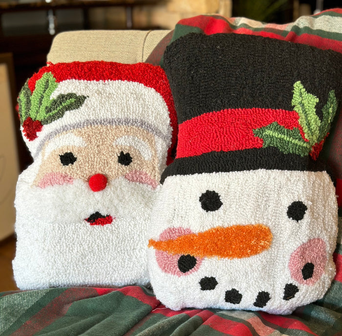 Snowman Shaped Hooked Christmas Pillow