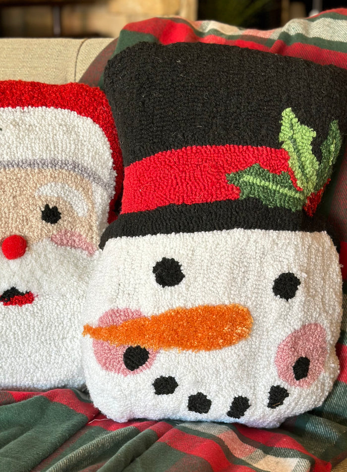 Snowman Shaped Hooked Christmas Pillow