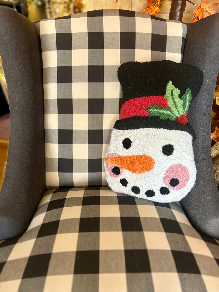 Snowman Shaped Hooked Christmas Pillow